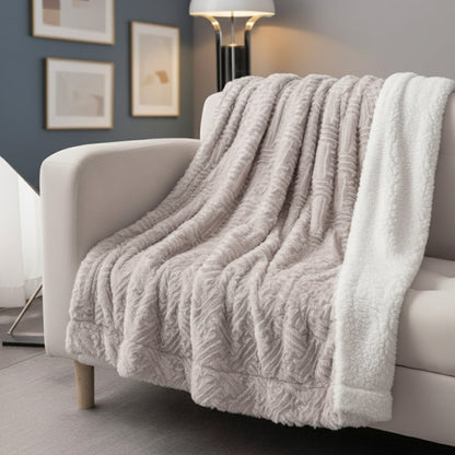Lavender Grey Faux Fur Sherpa Throw Blanket