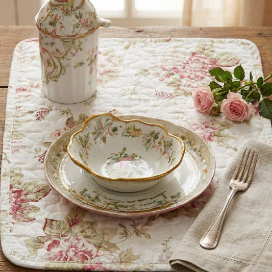 Quilted Cotton Dining Table Placemats 13” x 19”, set 4