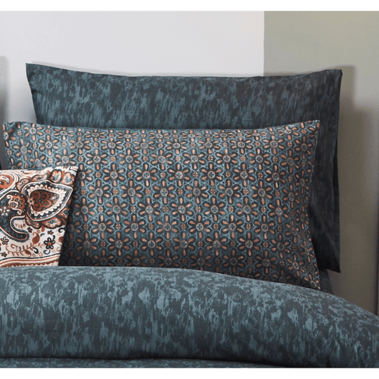 Lattice Floral Watercolor Dark Teal Pillowcases