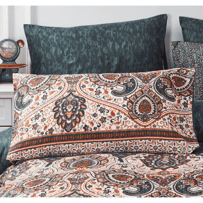 Paisley Mandala Palace Teal Orange Ivory Pillowcases