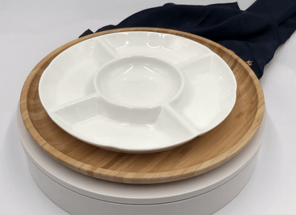 Bamboo And Porcelain 5 Section Divided Dish