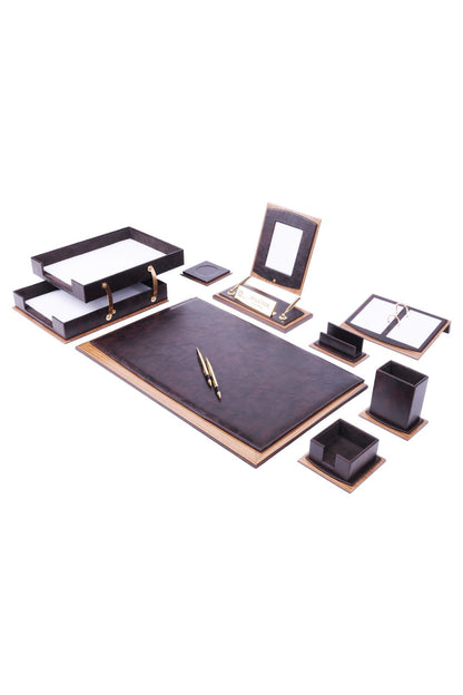 Star Leather & Walnut Desk Set