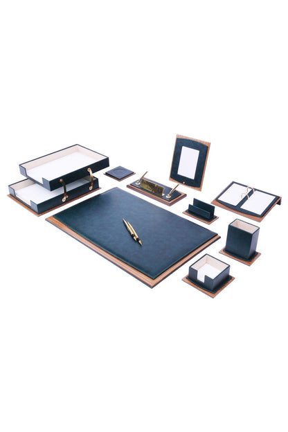 Star Leather & Walnut Desk Set