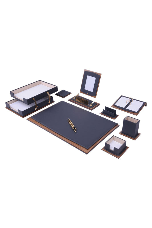 Star Leather & Walnut Desk Set