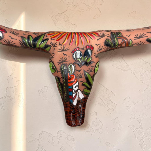 Talavera Longhorn Skull, Terracotta