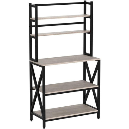 Black Metal/Wood Bakers rack with shelves