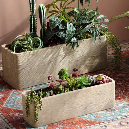 Modern Rectangular Textured Planter