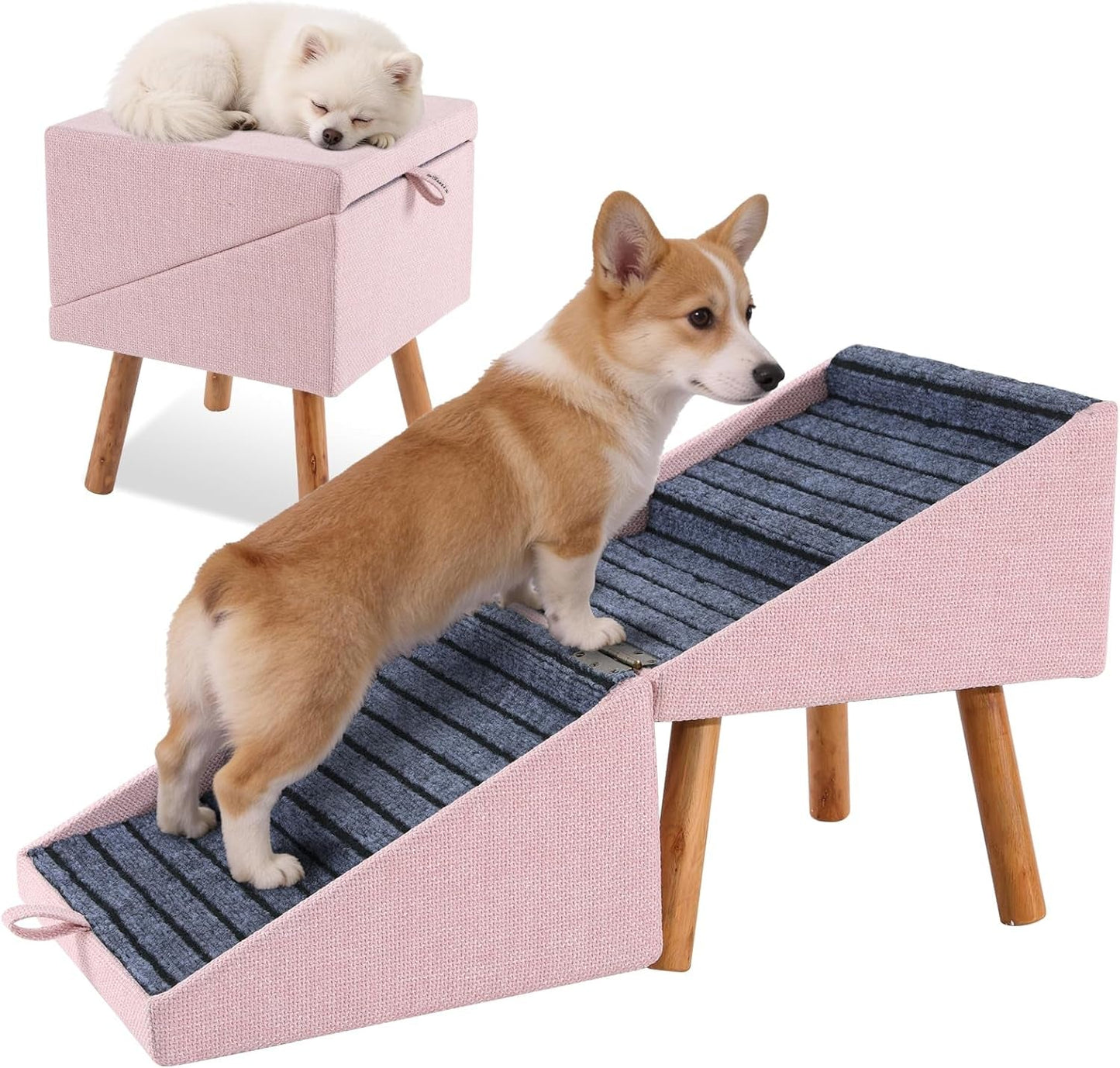 Dog Stairs for Couch 2 in 1 Foldable Pet Steps Non Slip