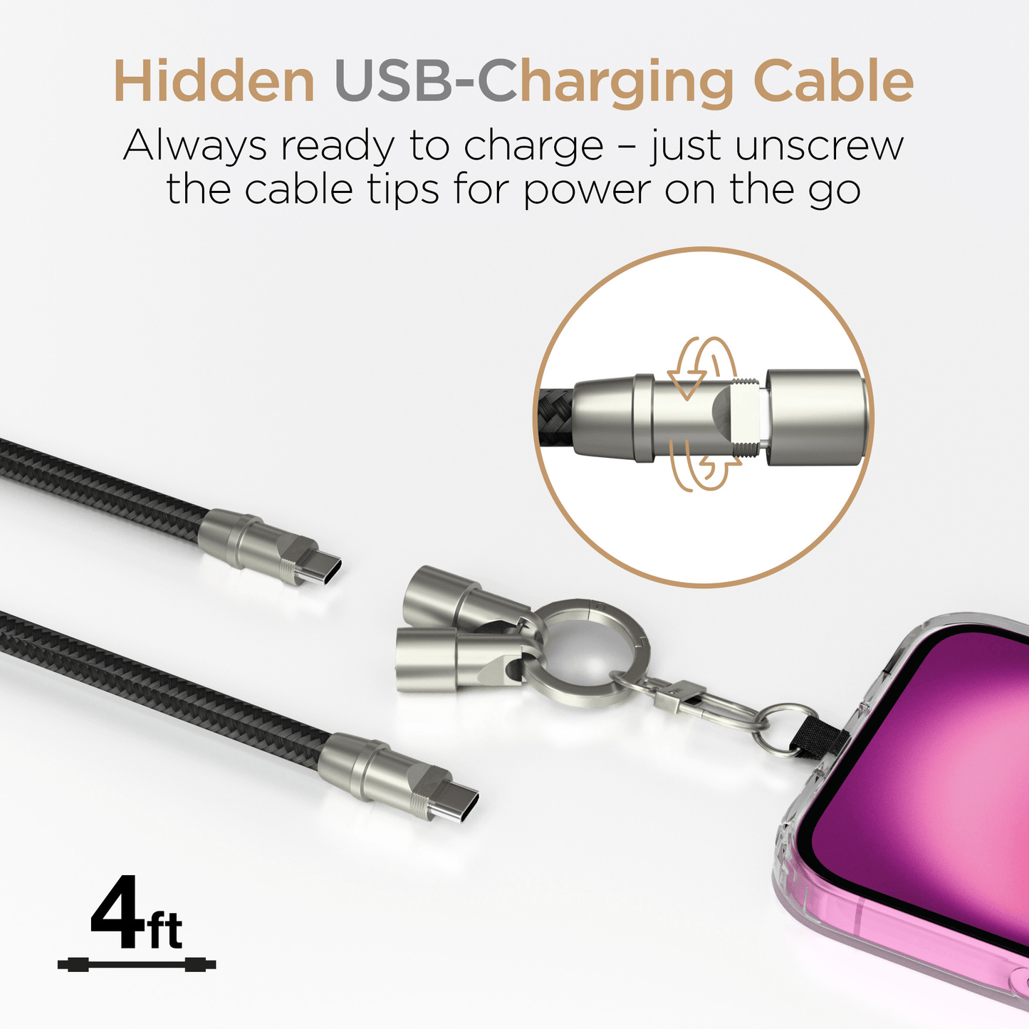 Universal Crossbody Phone Strap and Charging Cable