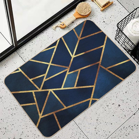Navy Gold Stone Bath Mat