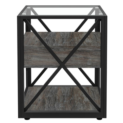 Set of 2 Modern End Tables with Drawer - Nightstands
