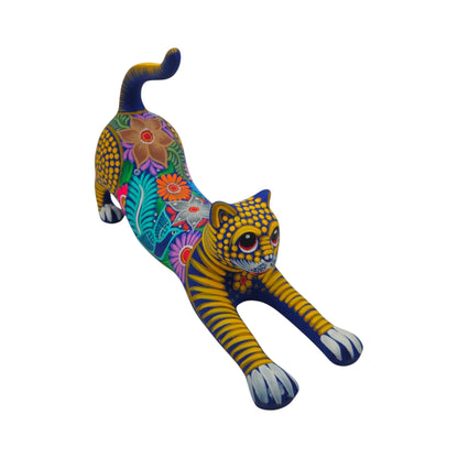 Alebrije Stretching Cat Figurine