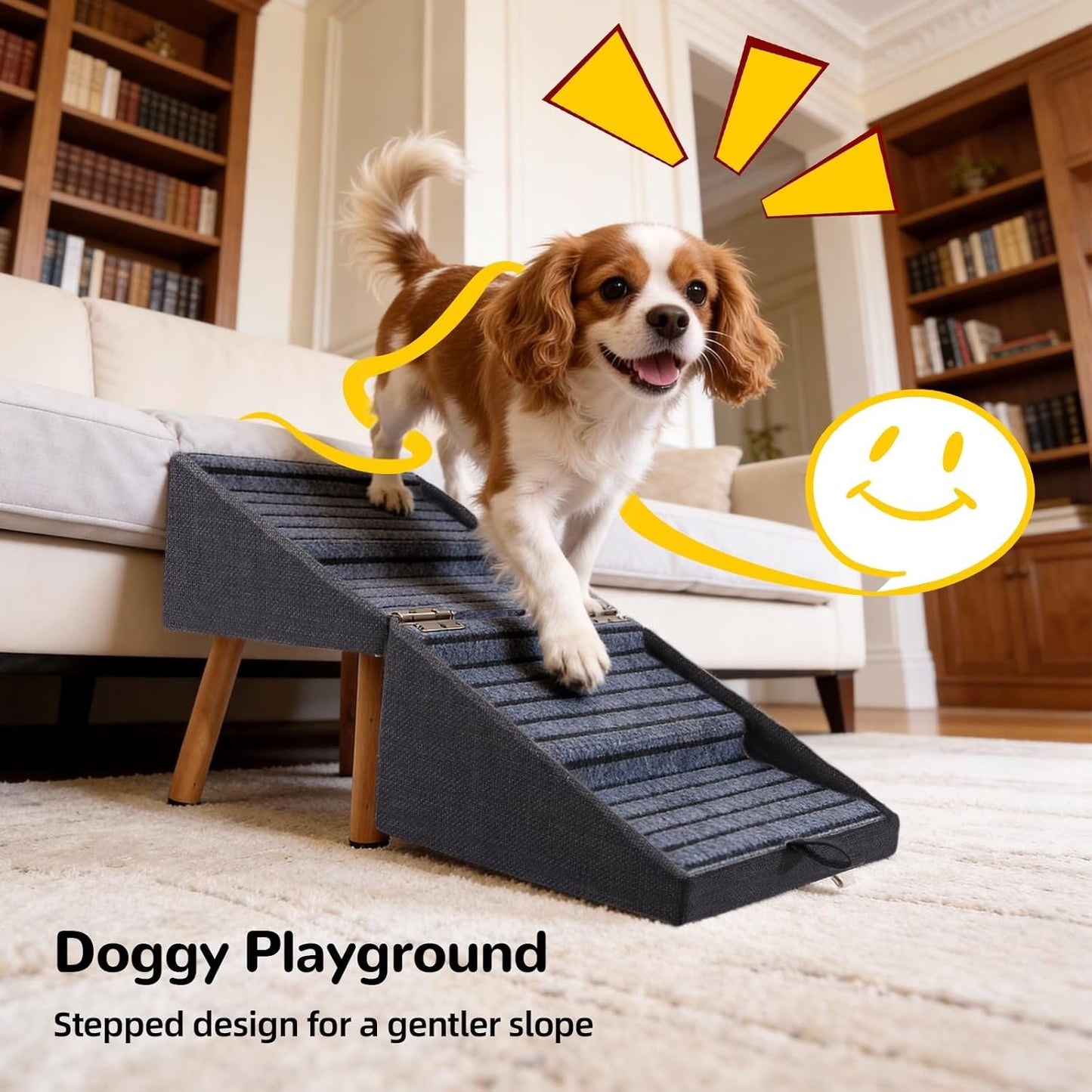 Dog Stairs for Couch 2 in 1 Foldable Pet Steps Non Slip