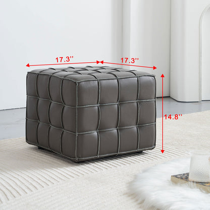 Leather Tufted Square Ottoman/Footstool