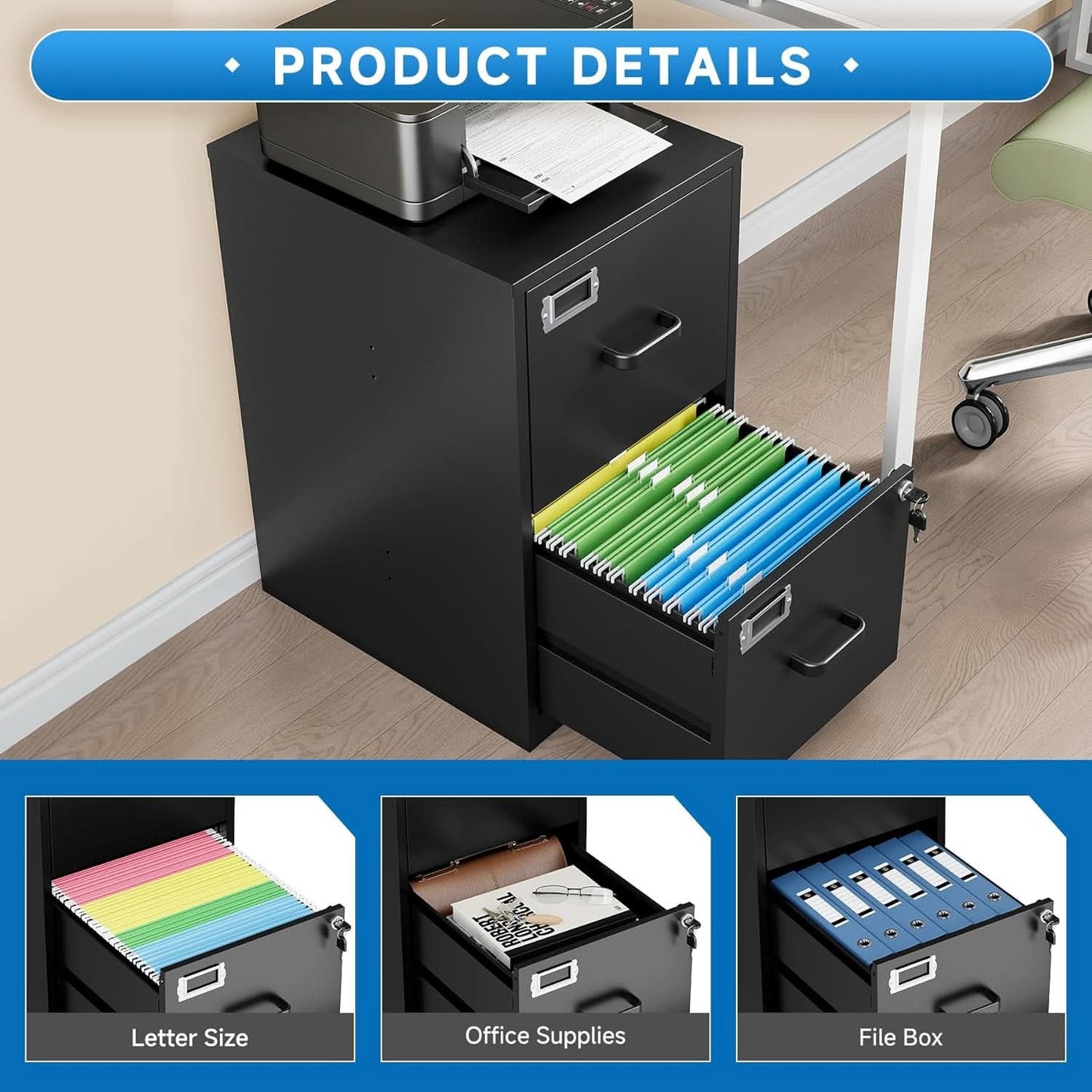 Vertical File Cabinet, 2 drawer