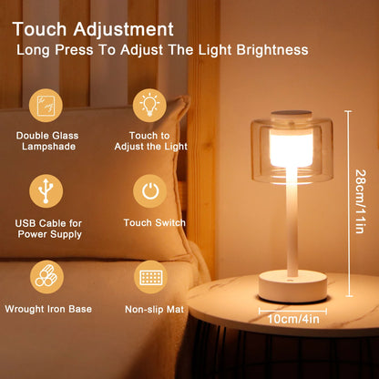 11" H 3-Way Dimmable Rechargeable Lamp
