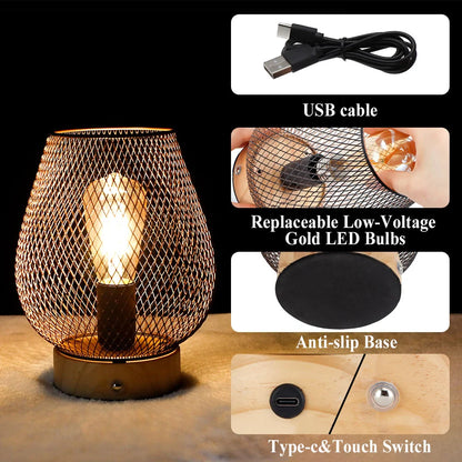 8"H Touch Adjustable Table Lamp(Wooden Base,Bronze Egg)