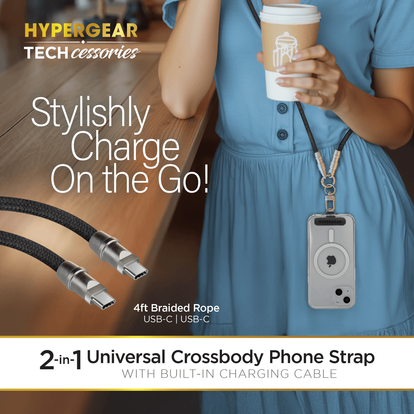 Universal Crossbody Phone Strap and Charging Cable