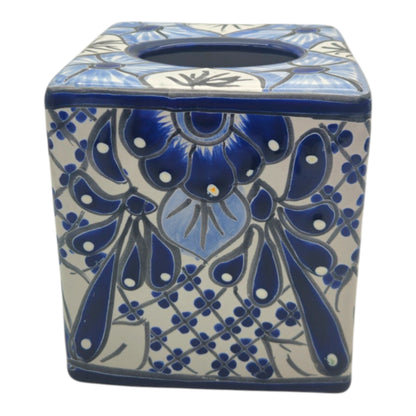 Blue & White Talavera Tissue Box, Handmade