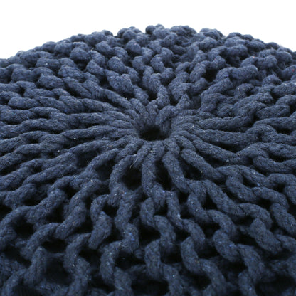 Bordeaux Knitted Cotton Round Pouf Ottoman Floor Cushion