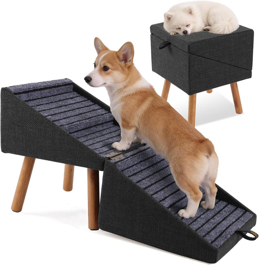 Dog Stairs for Couch 2 in 1 Foldable Pet Steps Non Slip