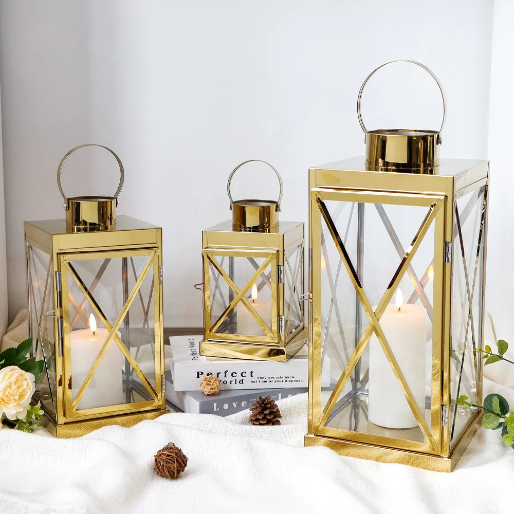 8/12/16 Inch Metal Lanterns Candle Holder