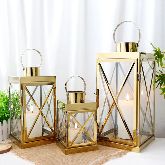 8/12/16 Inch Metal Lanterns Candle Holder