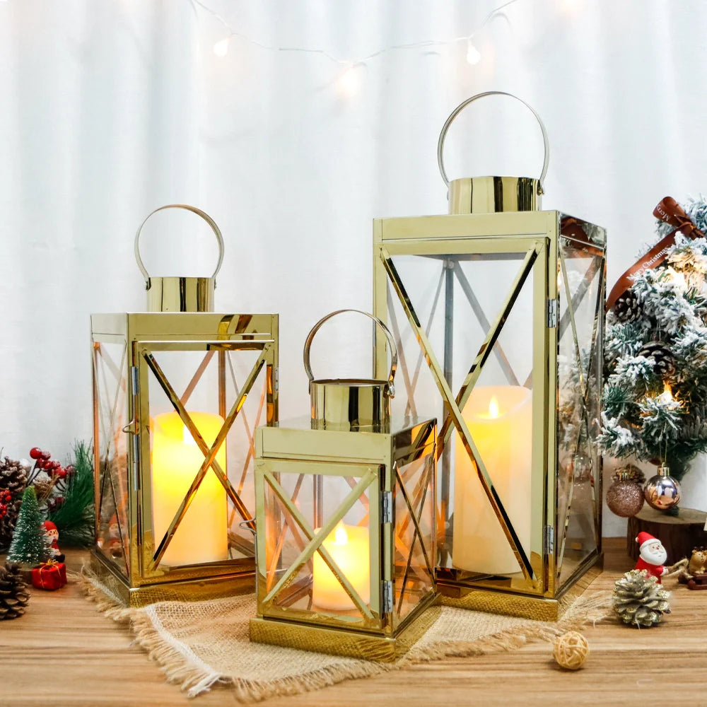 8/12/16 Inch Metal Lanterns Candle Holder