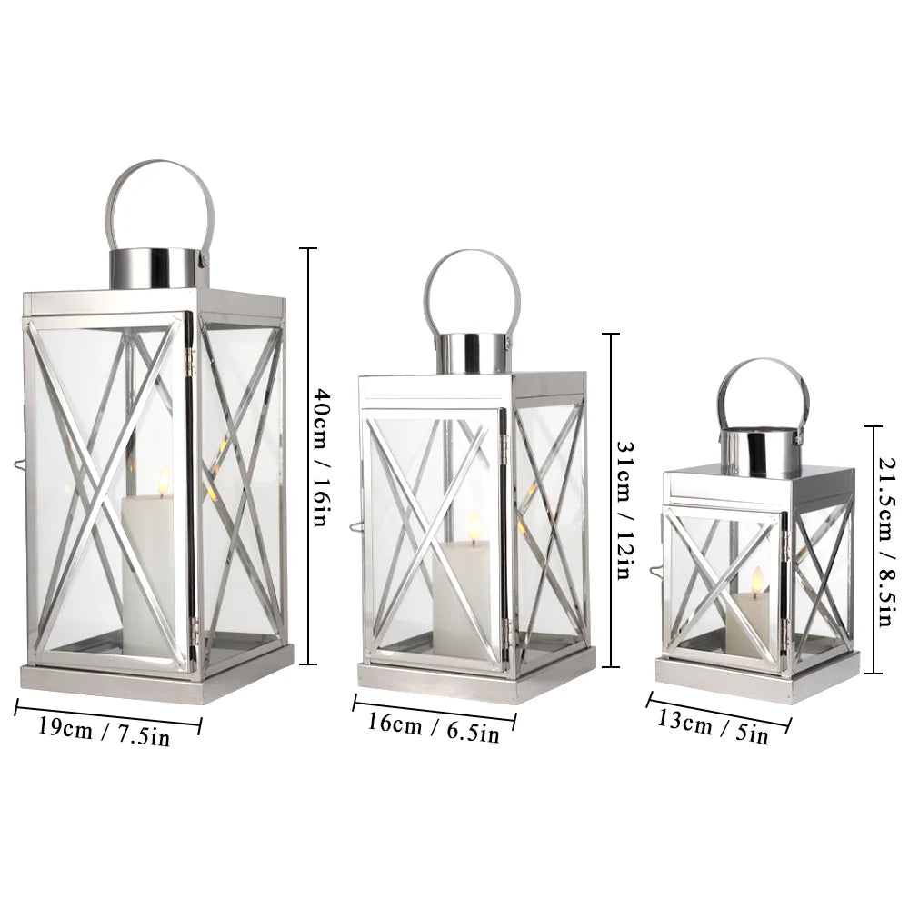 8/12/16 Inch Metal Lanterns Candle Holder