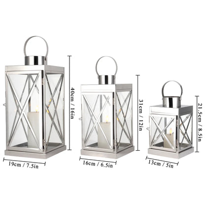 8/12/16 Inch Metal Lanterns Candle Holder