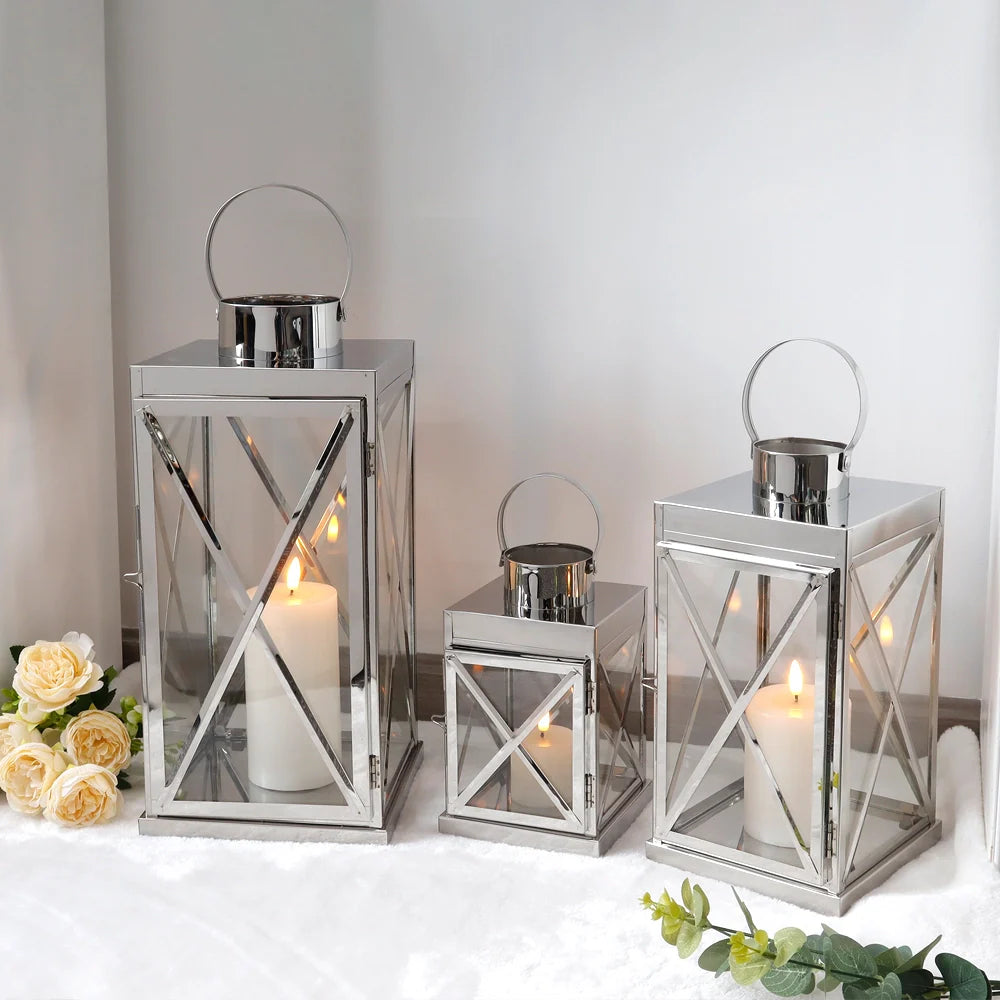 8/12/16 Inch Metal Lanterns Candle Holder
