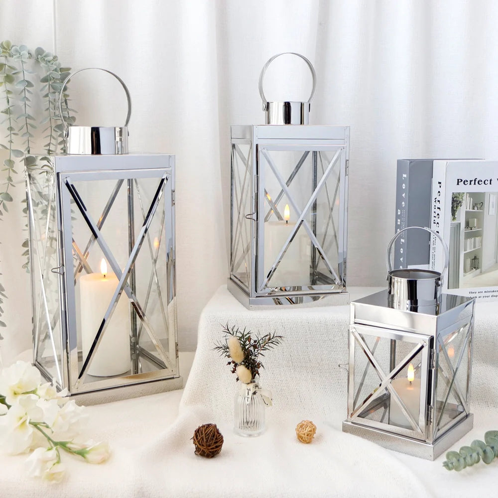8/12/16 Inch Metal Lanterns Candle Holder