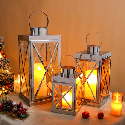 8/12/16 Inch Metal Lanterns Candle Holder