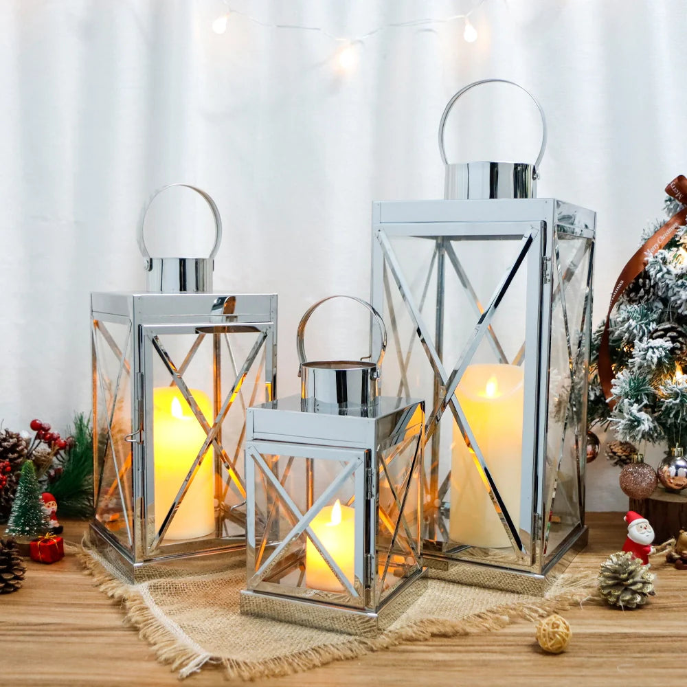 8/12/16 Inch Metal Lanterns Candle Holder