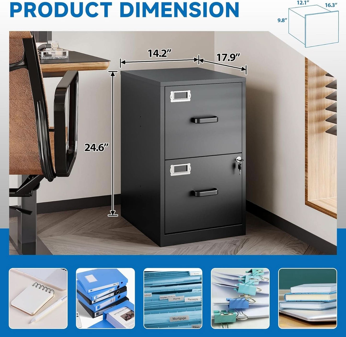 Vertical File Cabinet, 2 drawer