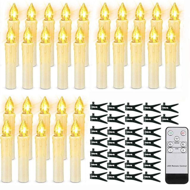 Tree Clip Flameless Candles, Remote Timer