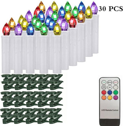 Tree Clip Flameless Candles, Remote Timer