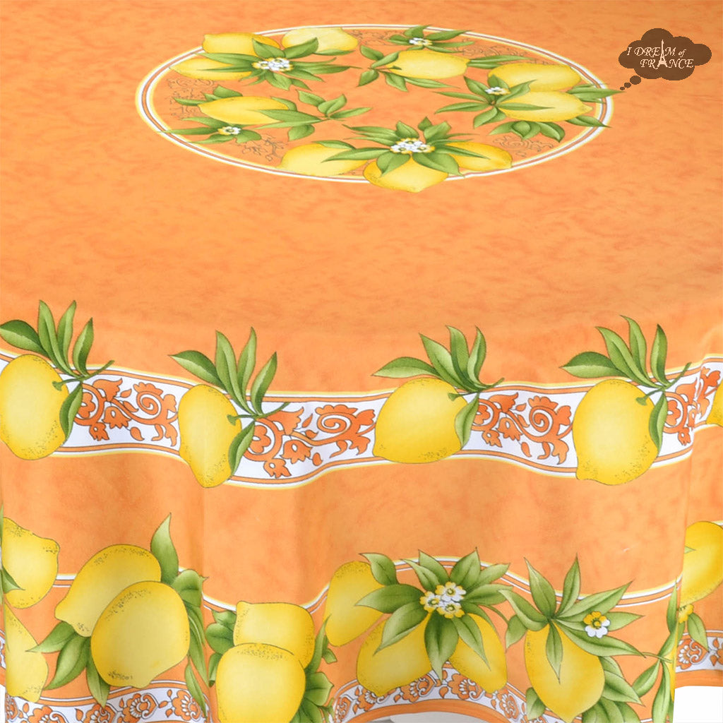 French Provencal tablecloth - Polyester - Stain-resistant - 70" round - orange