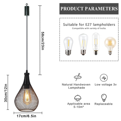 Set of 2 Hanging Lamps, Battery Operated
