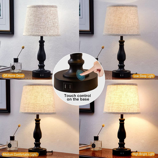 Set of 2 Lamps W/ USB Charging Ports