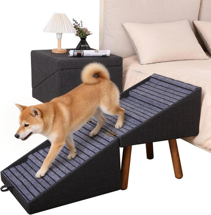 Dog Stairs for Couch 2 in 1 Foldable Pet Steps Non Slip