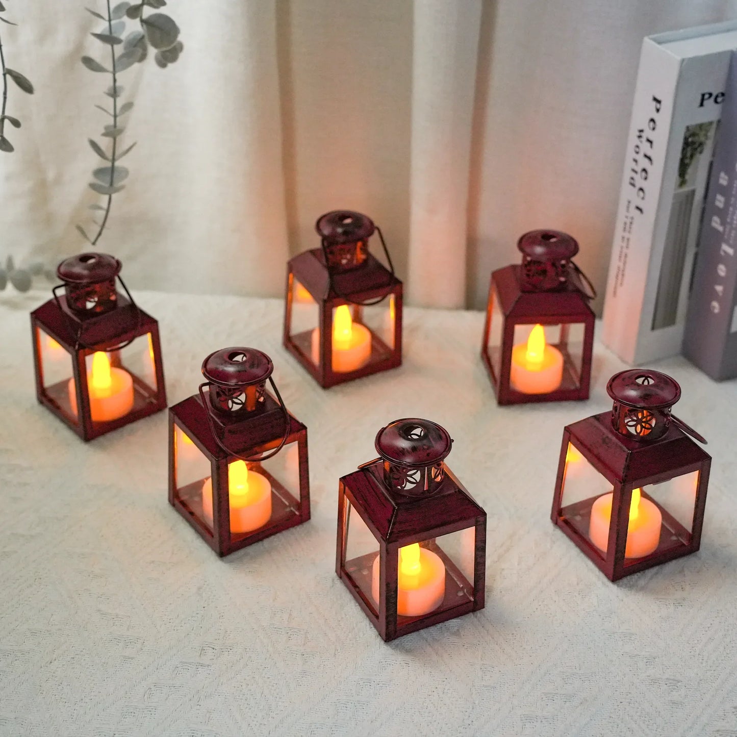 6 Pcs Small Metal Tealight Lanterns