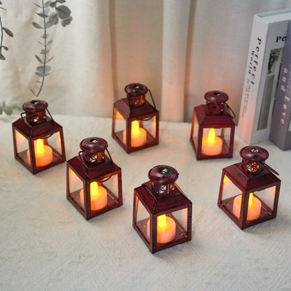 6 Pcs Small Metal Tealight Lanterns