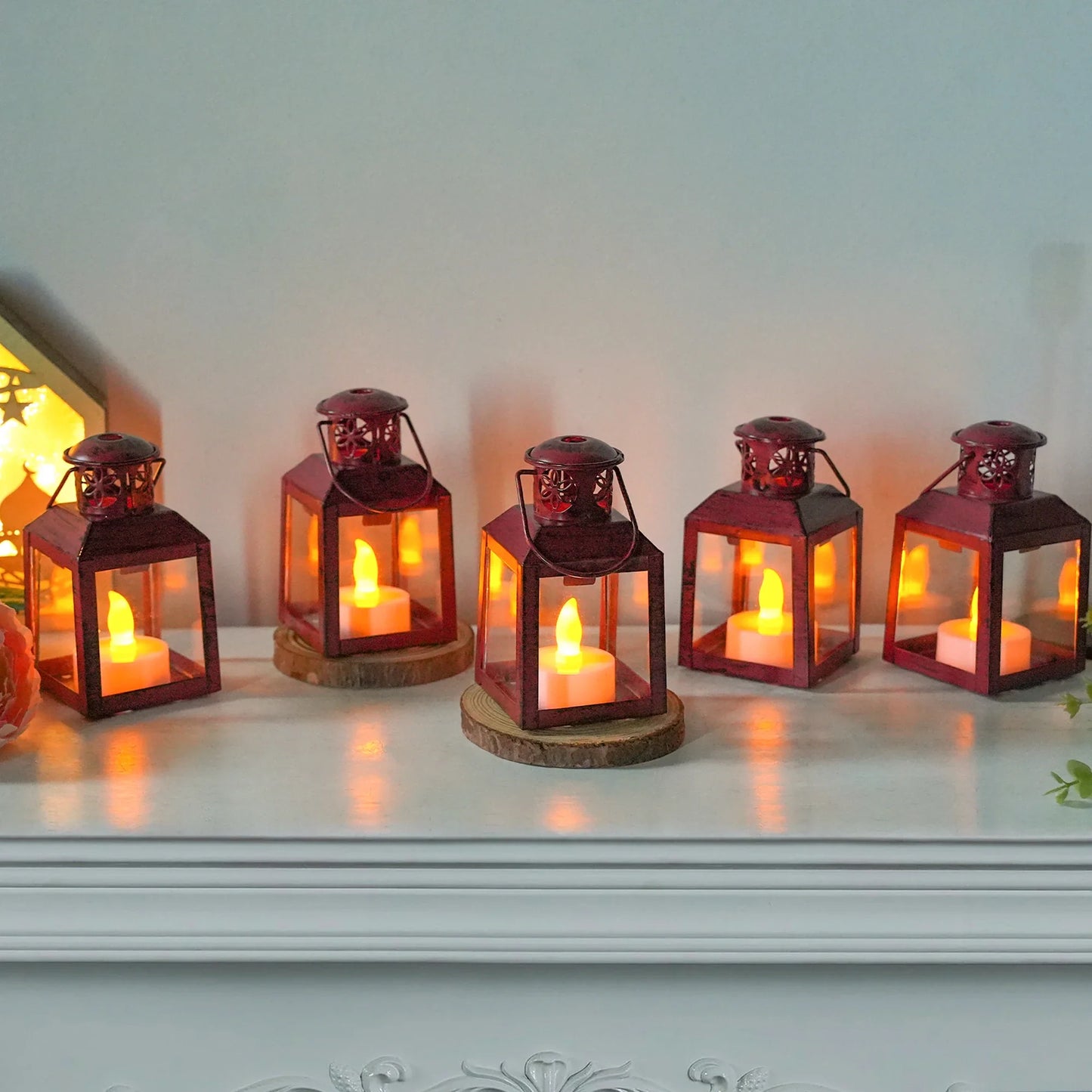 6 Pcs Small Metal Tealight Lanterns