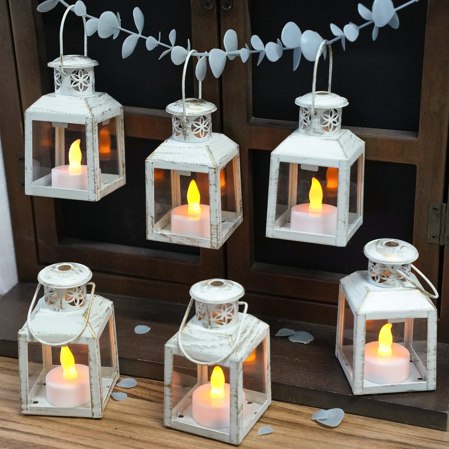 6 Pcs Small Metal Tealight Lanterns