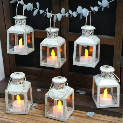 6 Pcs Small Metal Tealight Lanterns