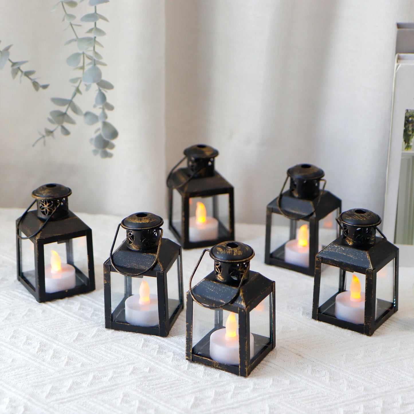 6 Pcs Small Metal Tealight Lanterns