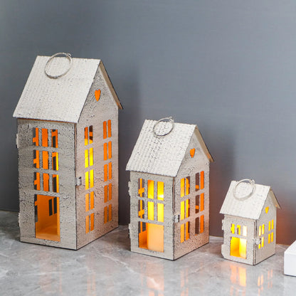 13.5"&9.5"&5.5"H Village Farmhouse House Candle Holders