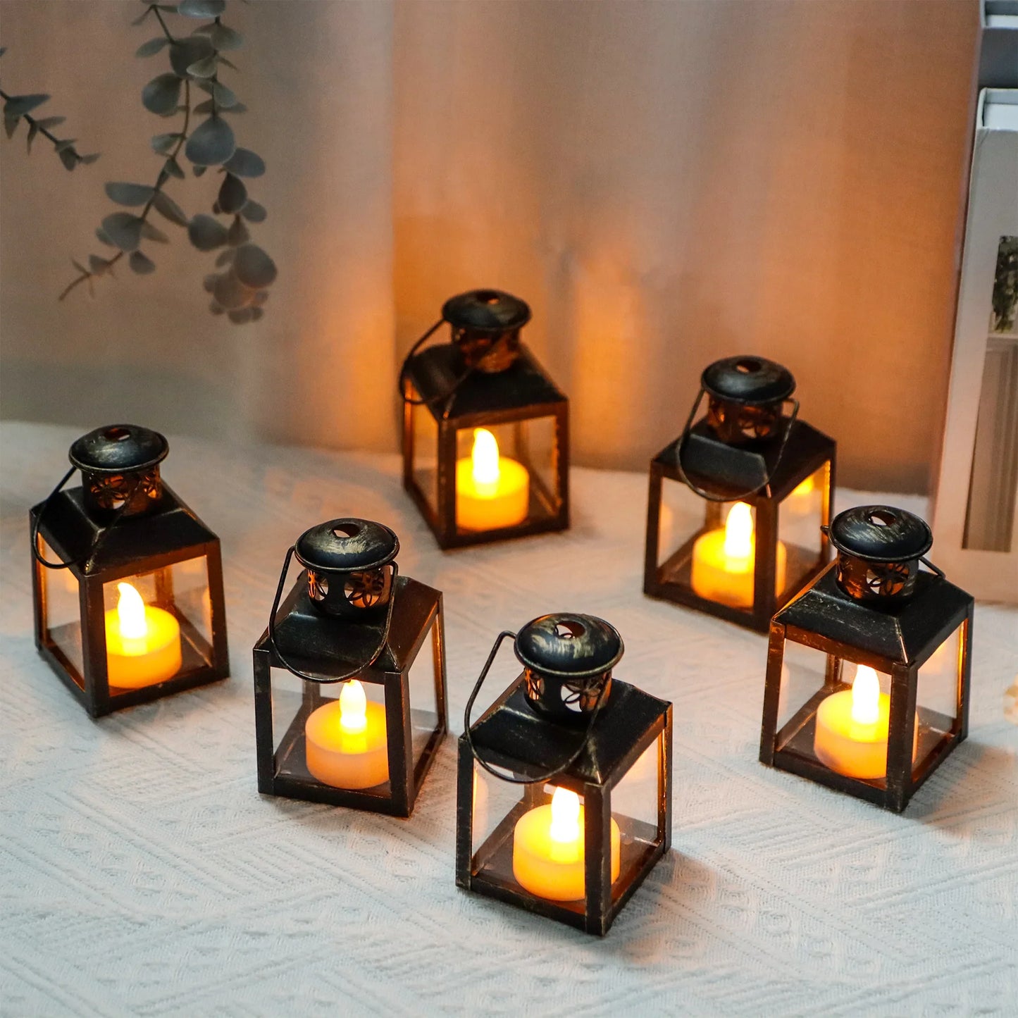 6 Pcs Small Metal Tealight Lanterns