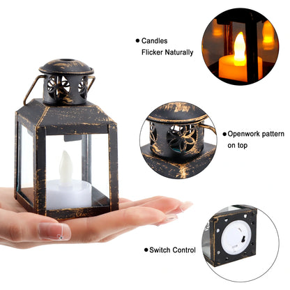6 Pcs Small Metal Tealight Lanterns